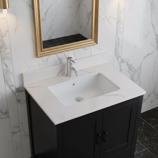 Meuble-Lavabo Autoportant 30po Noir avec Comptoir de Polymarbre Ingénierie Calcutta