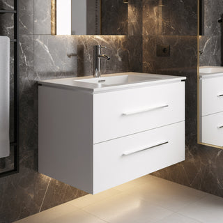 Meuble-Lavabo Mural 30po Blanc Mat avec Comptoir de Céramique Blanc