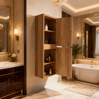 Bathroom Wall Hung Linen Cabinet - Rough Oak