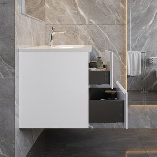 Meuble-Lavabo Mural 48po Blanc avec Comptoir de Polymarbre Blanc