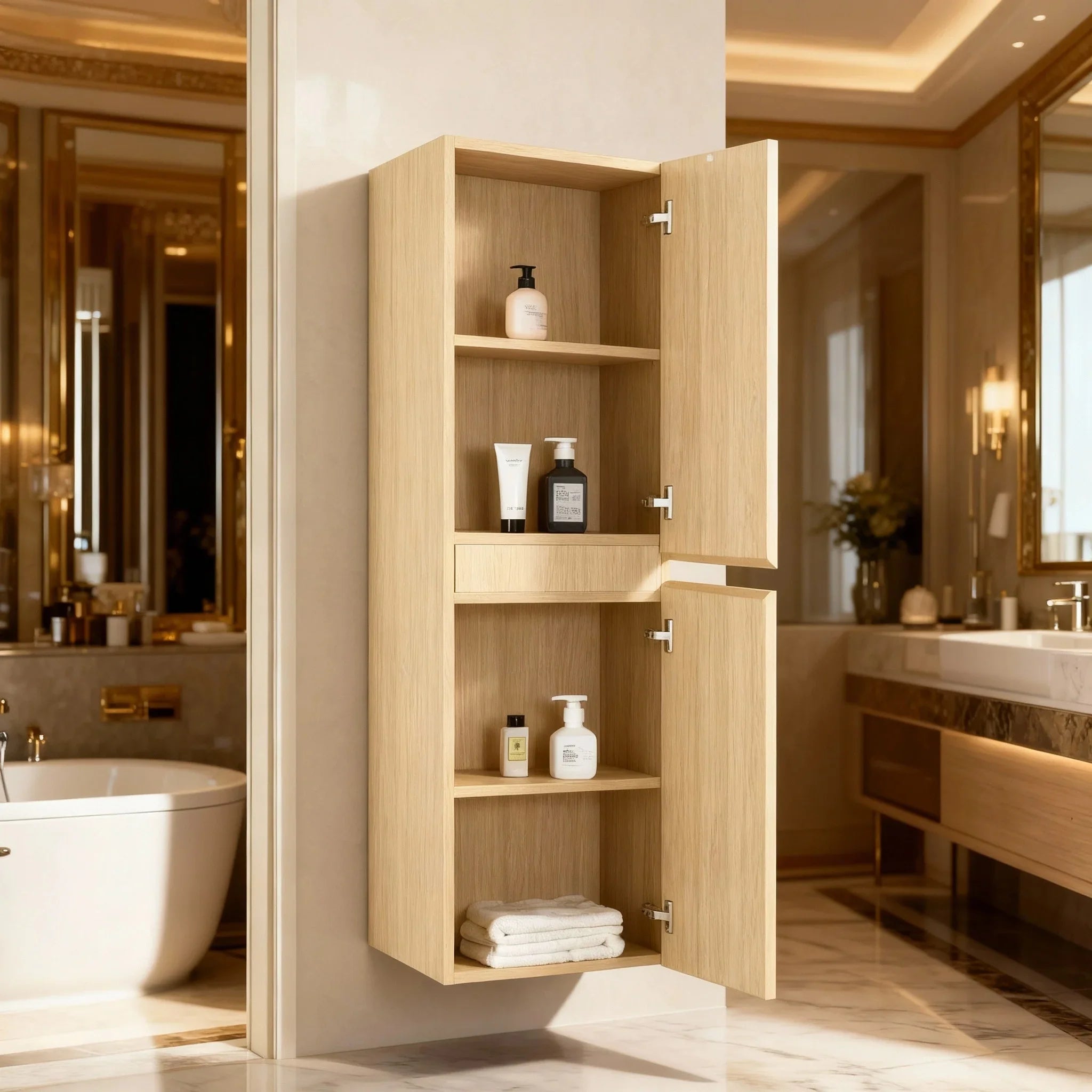 Armoire à linge suspendue murale de salle de bain - Blé