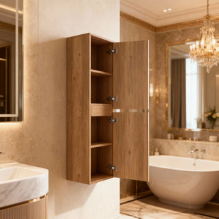 Bathroom Wall Hung Linen Cabinet - Rough Oak