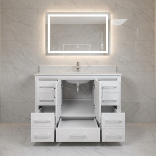 Meuble-lavabo Autoportant 42 po Blanc avec Comptoir de Marbre Ingénierie Calcutta