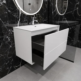 Meuble-lavabo mural blanc 36" avec Comptoir en polymarbre blanc