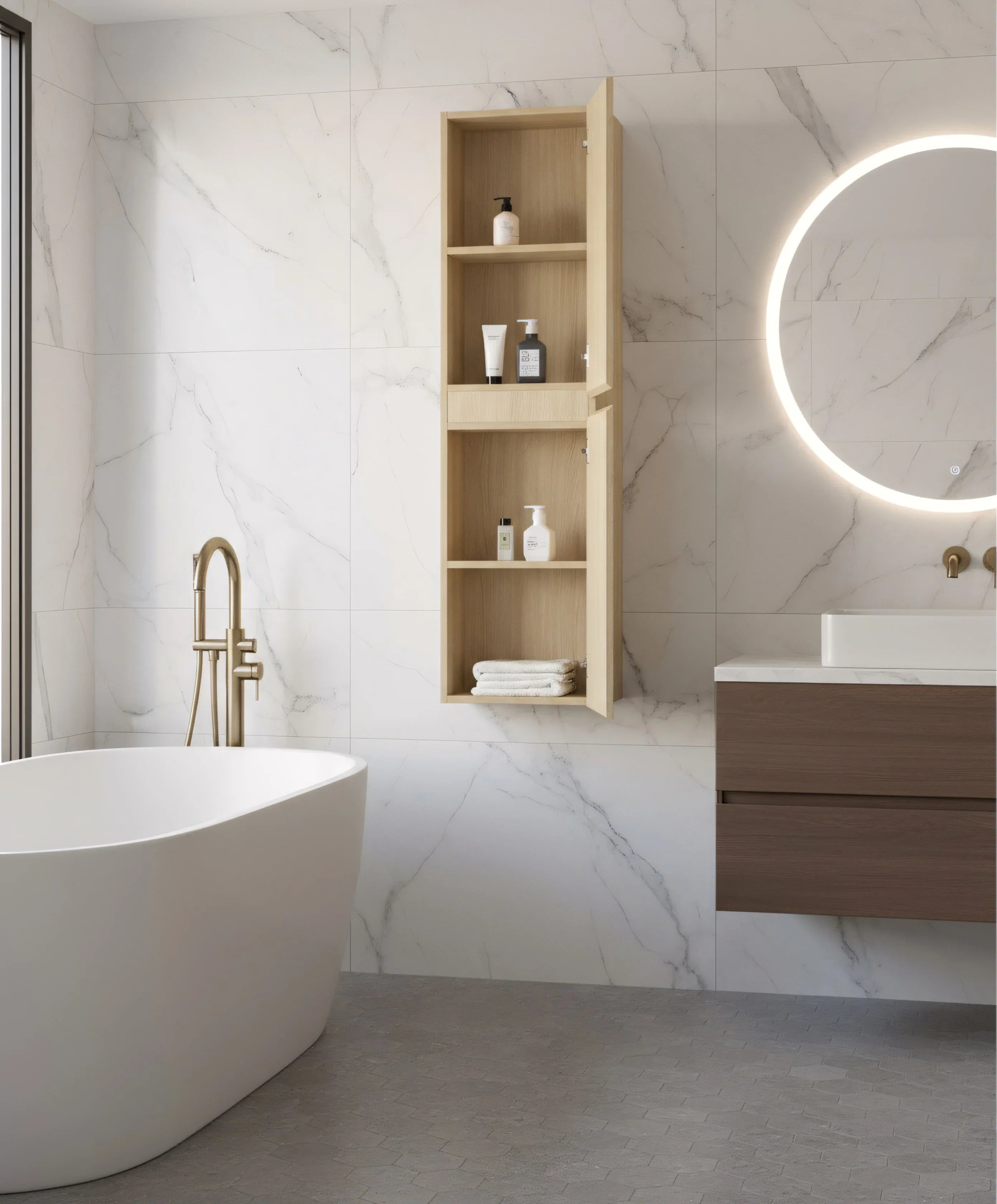 Armoire à linge suspendue murale de salle de bain - Blé