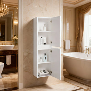 Armoire à linge suspendue murale de salle de bain - Blanc brillant Capri