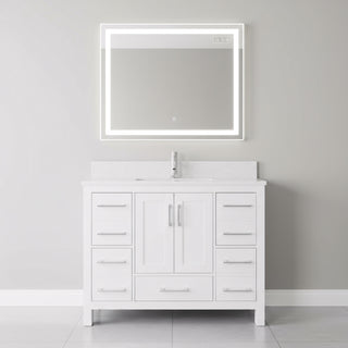 Meuble-lavabo Autoportant 42 po Blanc avec Comptoir de Marbre Ingénierie Calcutta