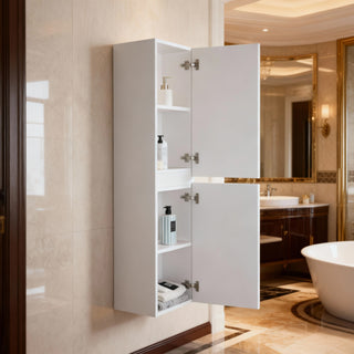 Armoire à linge suspendue murale de salle de bain - Blanc brillant Capri