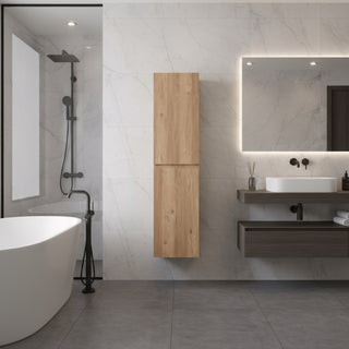 Bathroom Wall Hung Linen Cabinet - Rough Oak