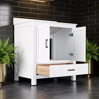 Meuble-Lavabo Autoportant 30po Blanc avec Comptoir de Marbre Calcutta d'ingénierie