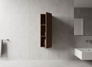 Meuble d'appoint Belfort en noyer, 1 porte avec étagères - Rangement de salle de bain