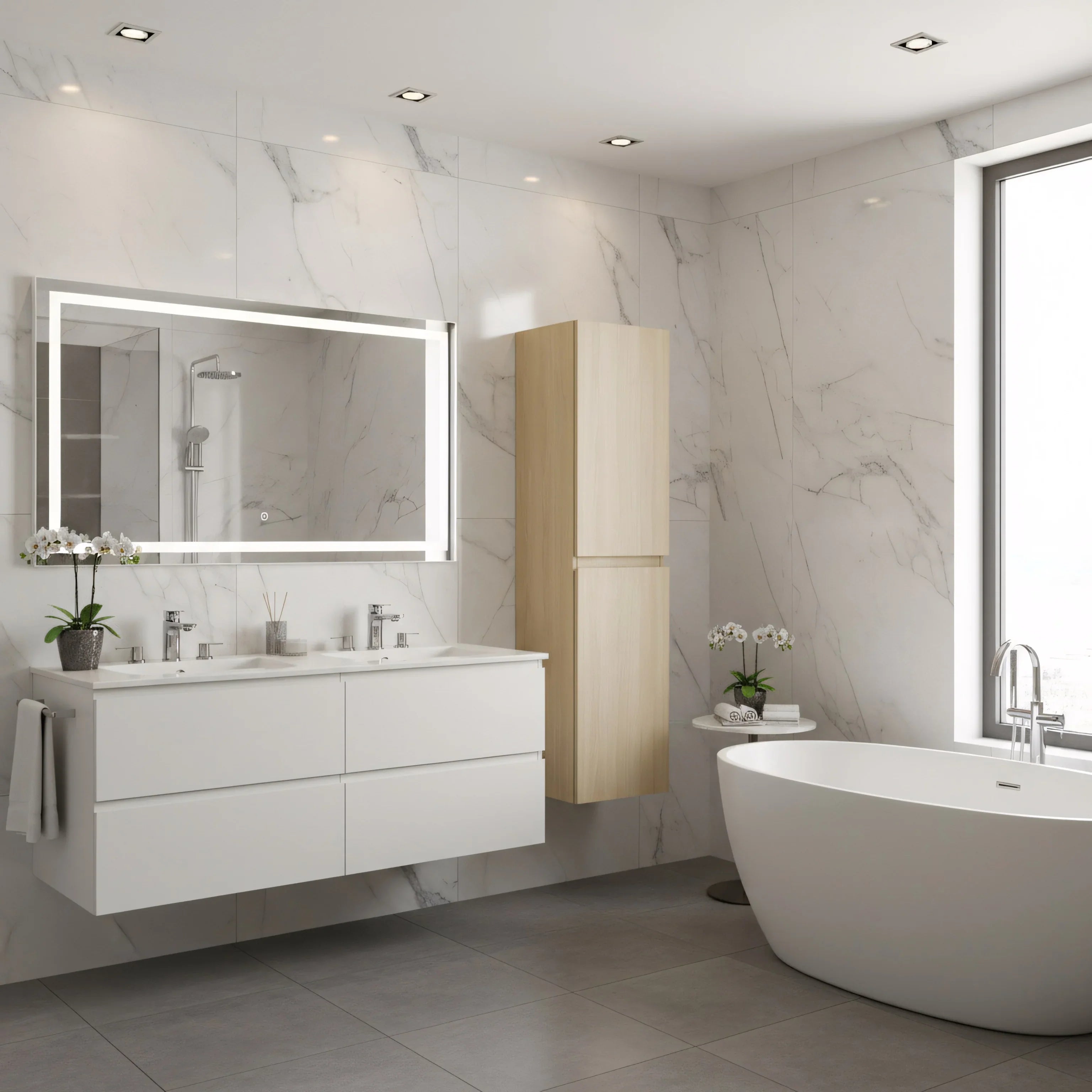 Armoire à linge suspendue murale de salle de bain - Blé