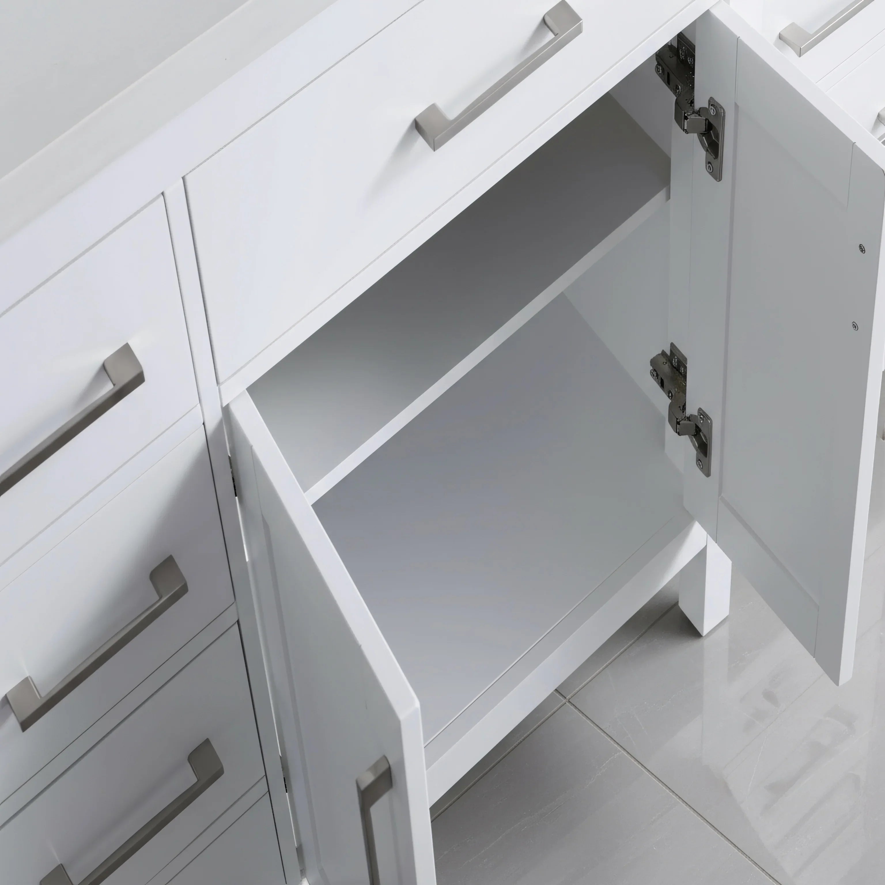 36" White Freestanding Single Sink Bathroom Vanity with Snow White Quartz Countertop