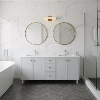 60" Hampton Grey Double Sink Freestanding Vanity with Engineered Calcutta Marble Countertop