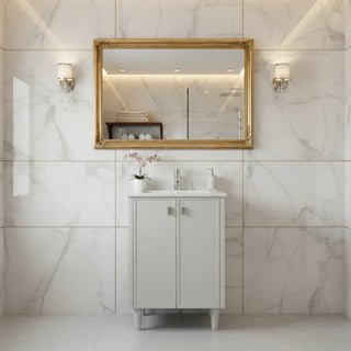 Meuble-Lavabo Autoportant 24po Gris Hampton avec Comptoir de Marbre Ingénierie Calcutta