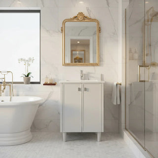 Meuble-Lavabo Autoportant 24po Gris Hampton avec Comptoir de Marbre Ingénierie Calcutta