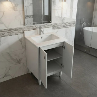 Meuble-Lavabo Autoportant 24po Gris Hampton avec Comptoir de Marbre Ingénierie Calcutta