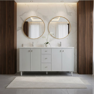 60" Hampton Grey Double Sink Freestanding Vanity with Engineered Calcutta Marble Countertop