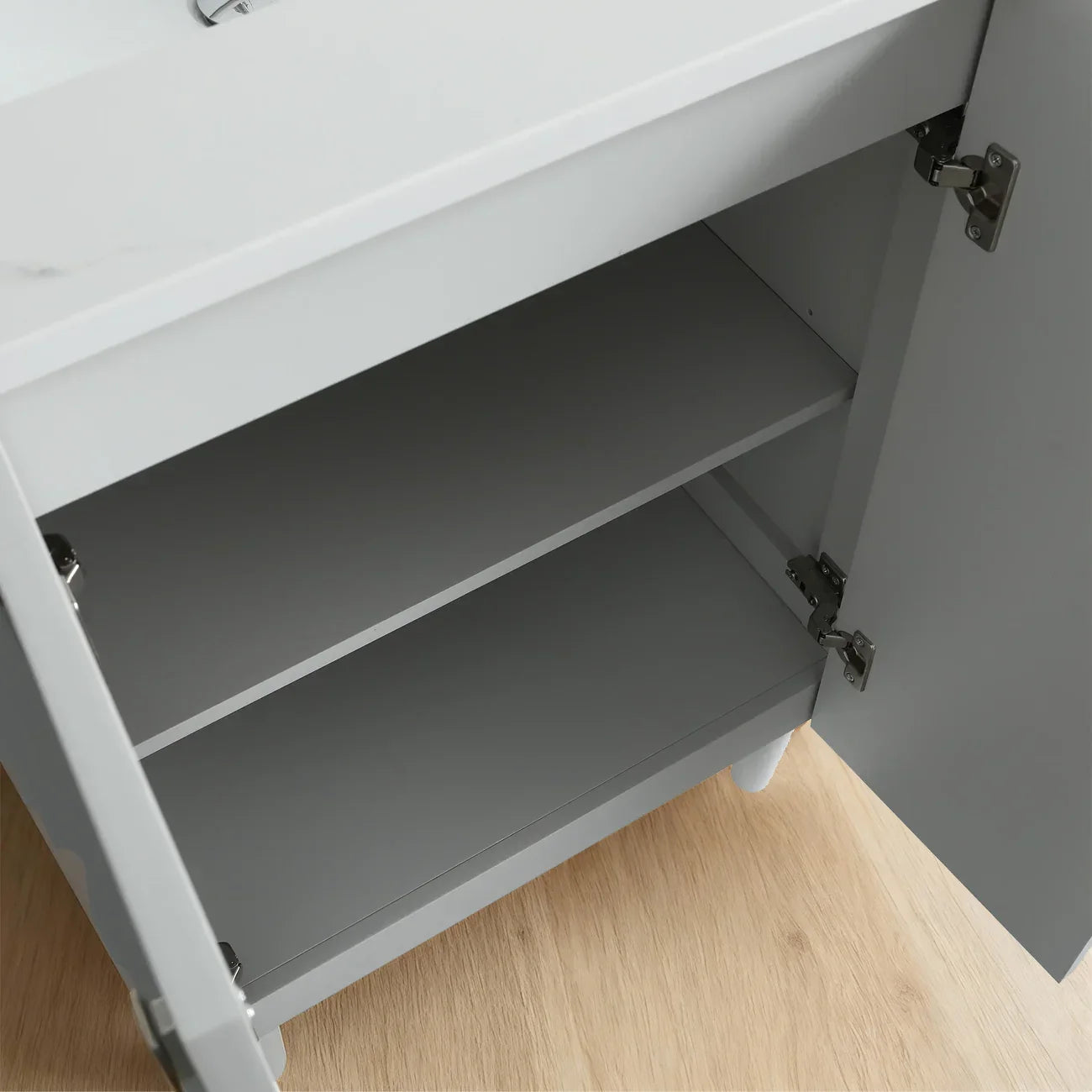 Meuble Lavabo Autoportant 24po Gris Hampton avec Comptoir Marbre Calcutta