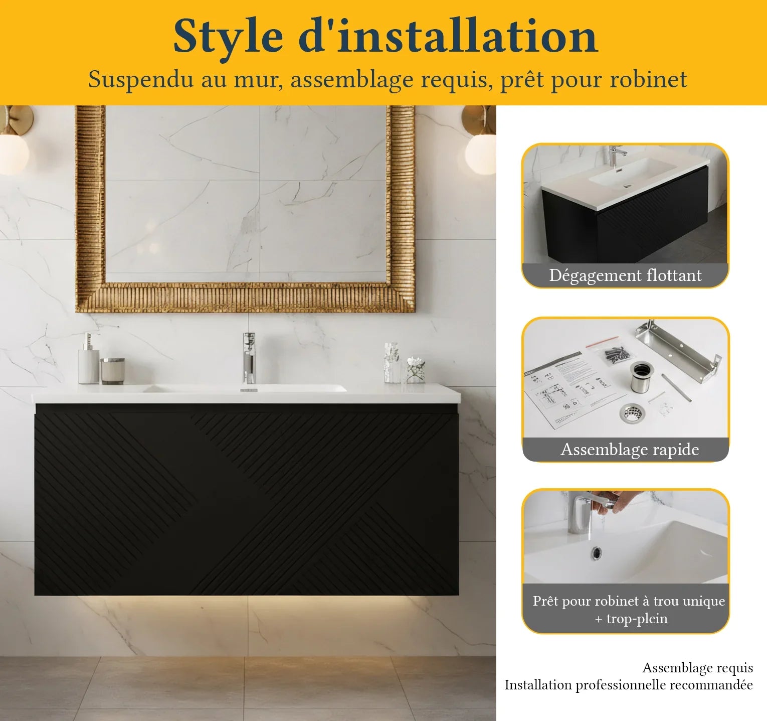 Ensemble meuble-lavabo mural CLEO 24 blanc texturé avec dessus en porcelaine | Bain Dépôt Ensemble meuble-lavabo mural CLEO 24 blanc texturé avec dessus en porcelaine | Bain Dépôt