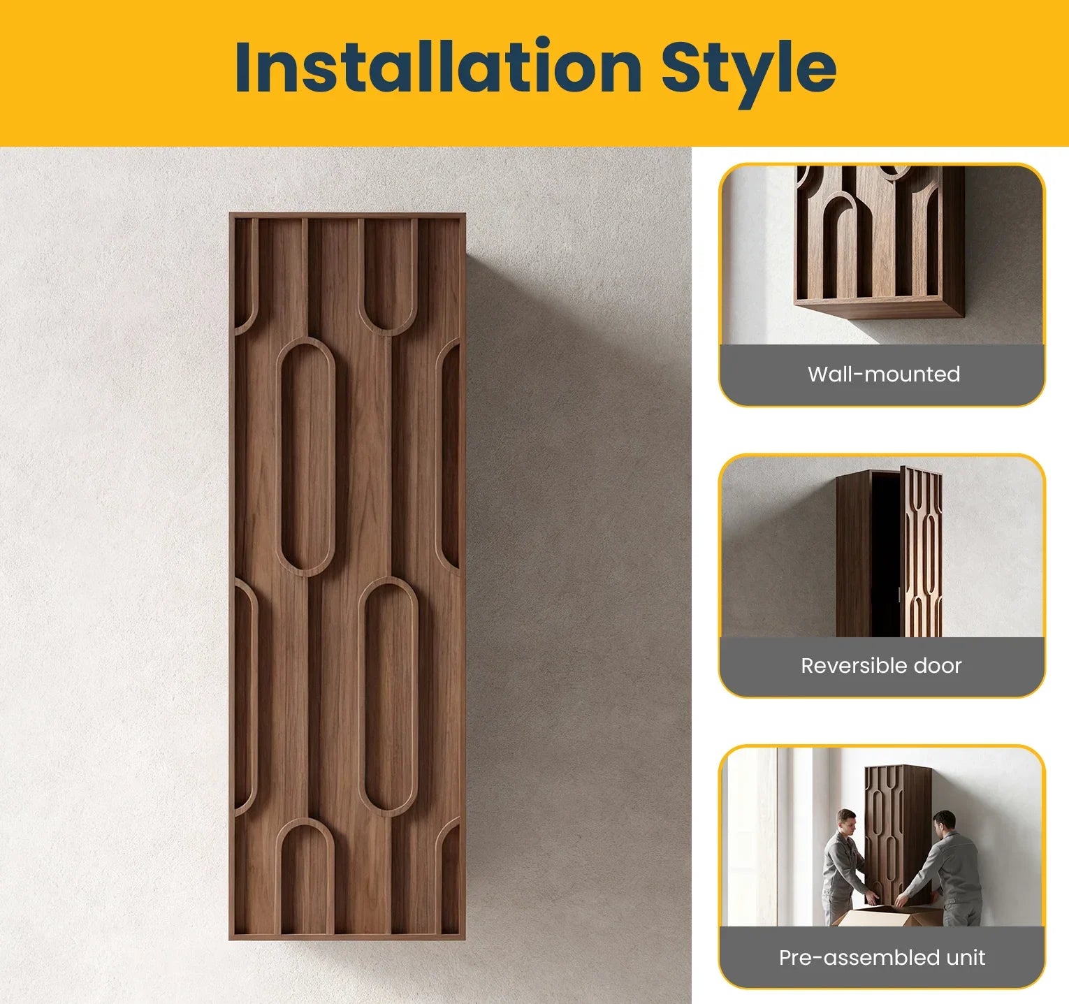 Meuble d'appoint Belfort en noyer, 1 porte avec étagères - Rangement de salle de bain