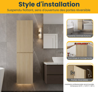 Armoire à linge suspendue murale de salle de bain - Blé