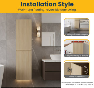 Armoire à linge suspendue murale de salle de bain - Blé