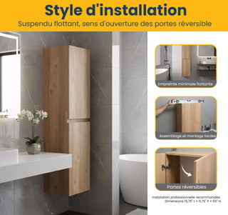 Bathroom Wall Hung Linen Cabinet - Rough Oak