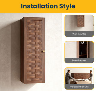 Toulouse Walnut 1-Door Side Cabinet with Shelves - Bathroom Storage