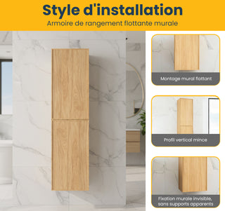 Armoire à Linge Mural de Salle de Bain - Noyer Couchant