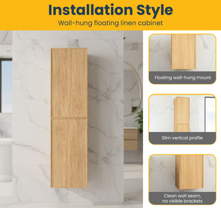 Armoire à Linge Mural de Salle de Bain - Noyer Couchant