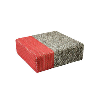 Ira - Handmade Wool Braided Square Pouf  NaturalLiving Coral