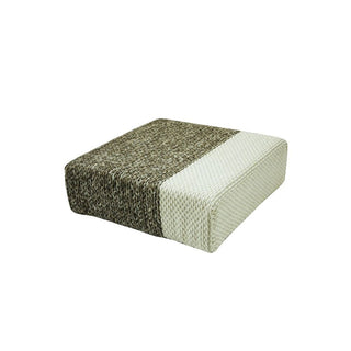 Ira - Handmade Wool Braided Square Pouf  Natural Snow White