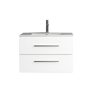 Meuble-Lavabo Mural 30po Blanc Mat avec Comptoir de Céramique Blanc