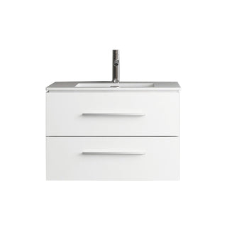 Meuble-Lavabo Mural 30po Blanc Mat avec Comptoir de Céramique Blanc