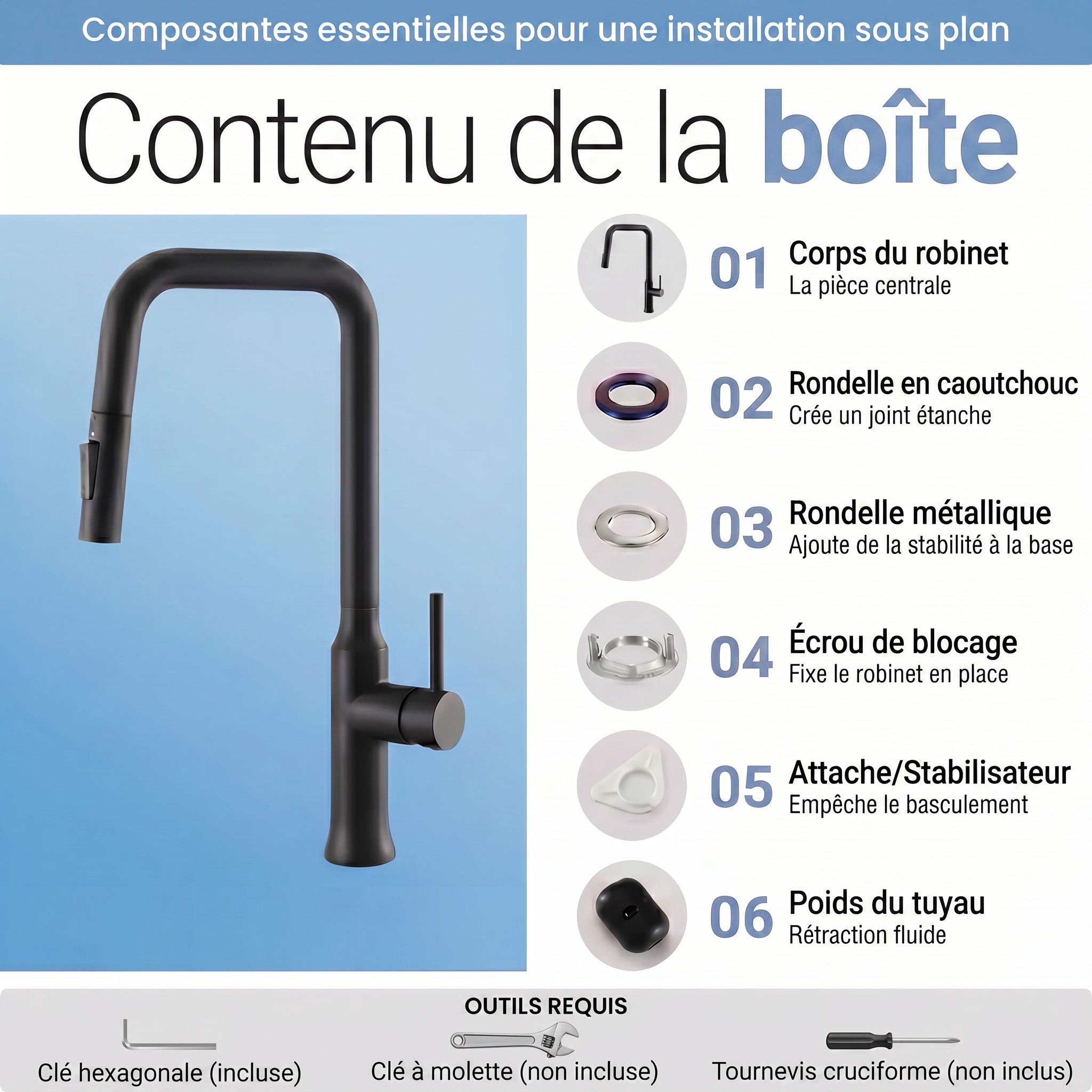 Two Function Pull Out Kitchen Faucet - Matte Black
