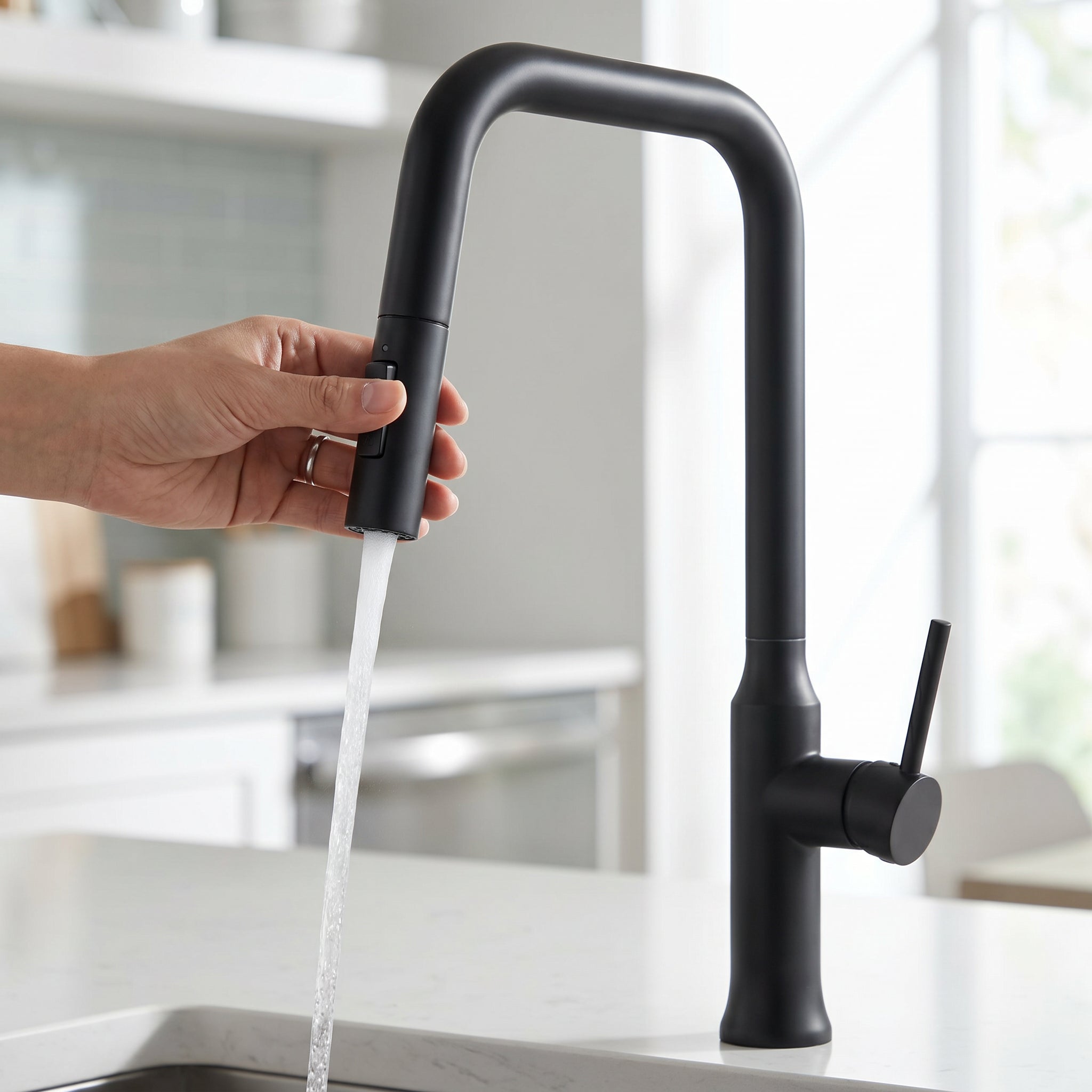 Two Function Pull Out Kitchen Faucet - Matte Black
