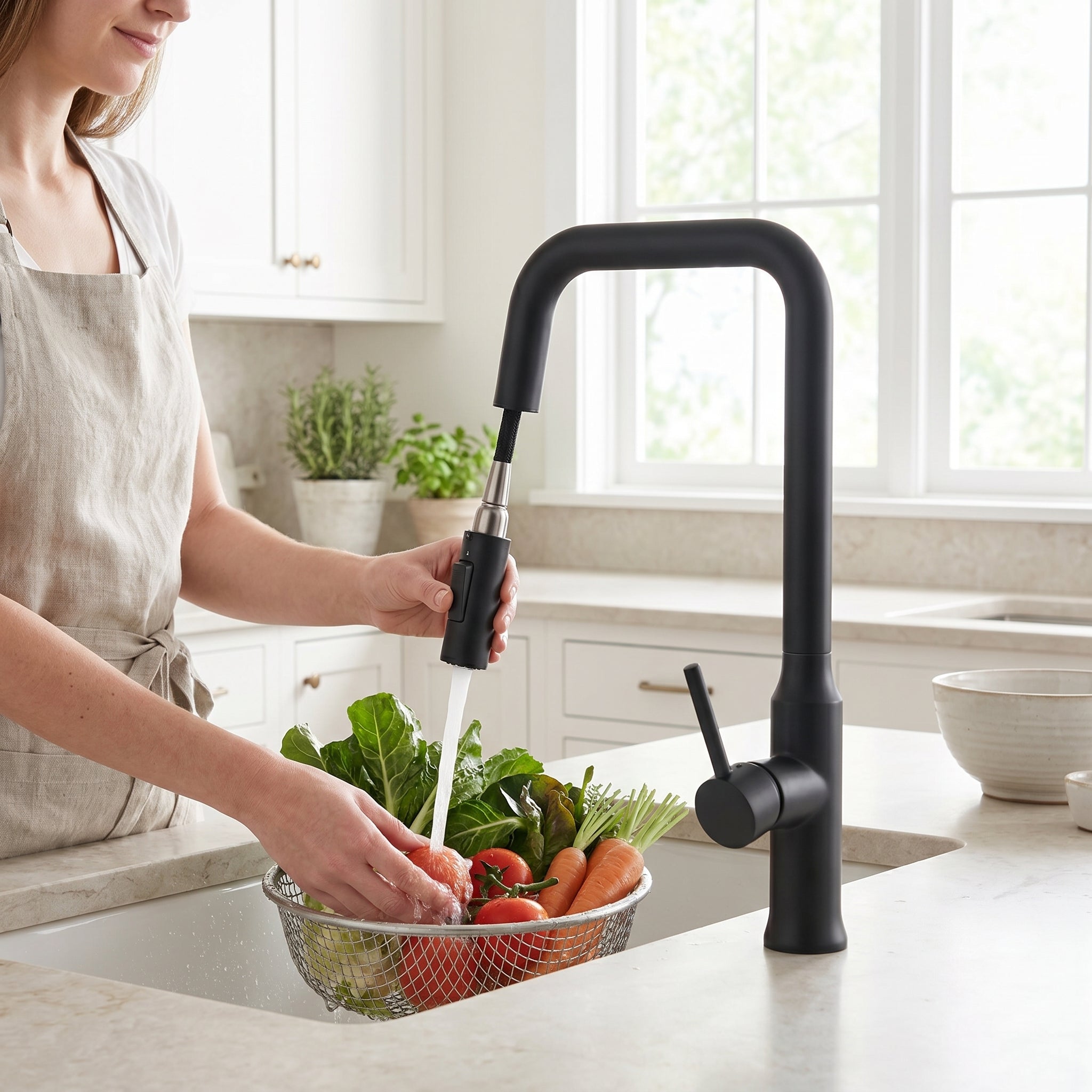 Two Function Pull Out Kitchen Faucet - Matte Black