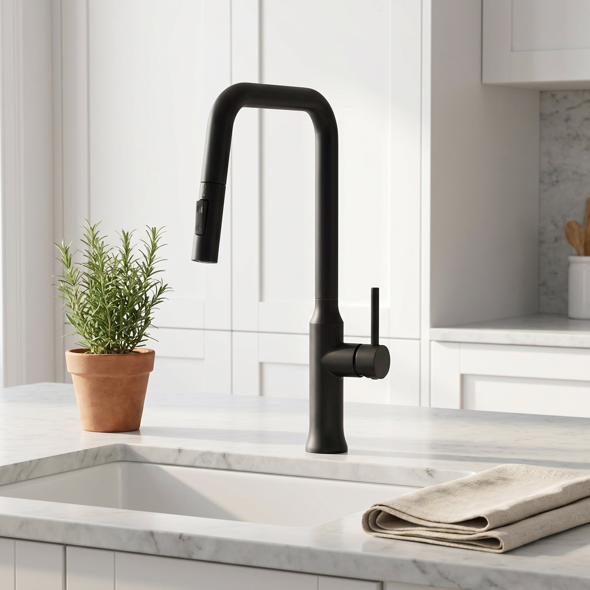 Robinet de cuisine extractible à deux fonctions - Noir mat