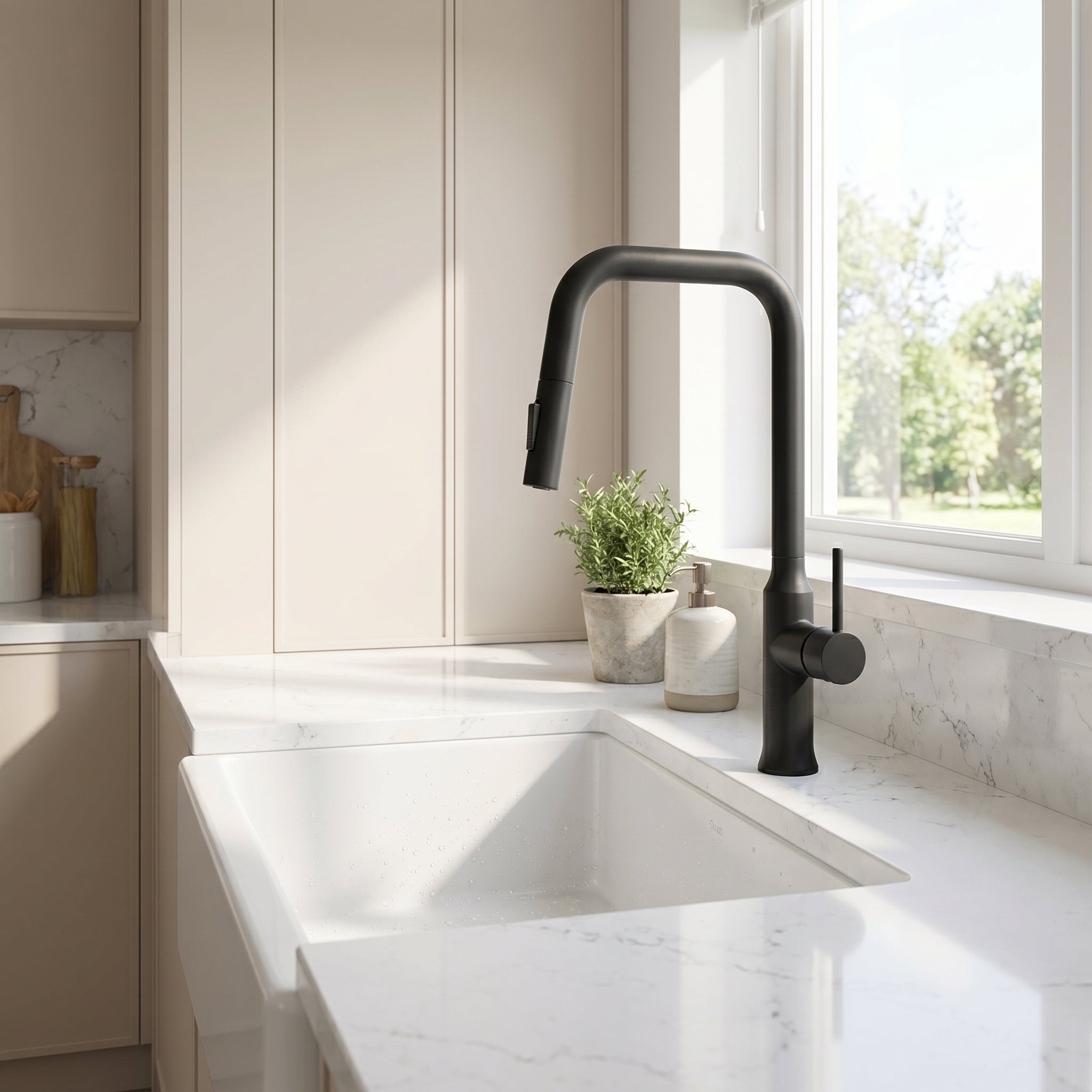 Two Function Pull Out Kitchen Faucet - Matte Black
