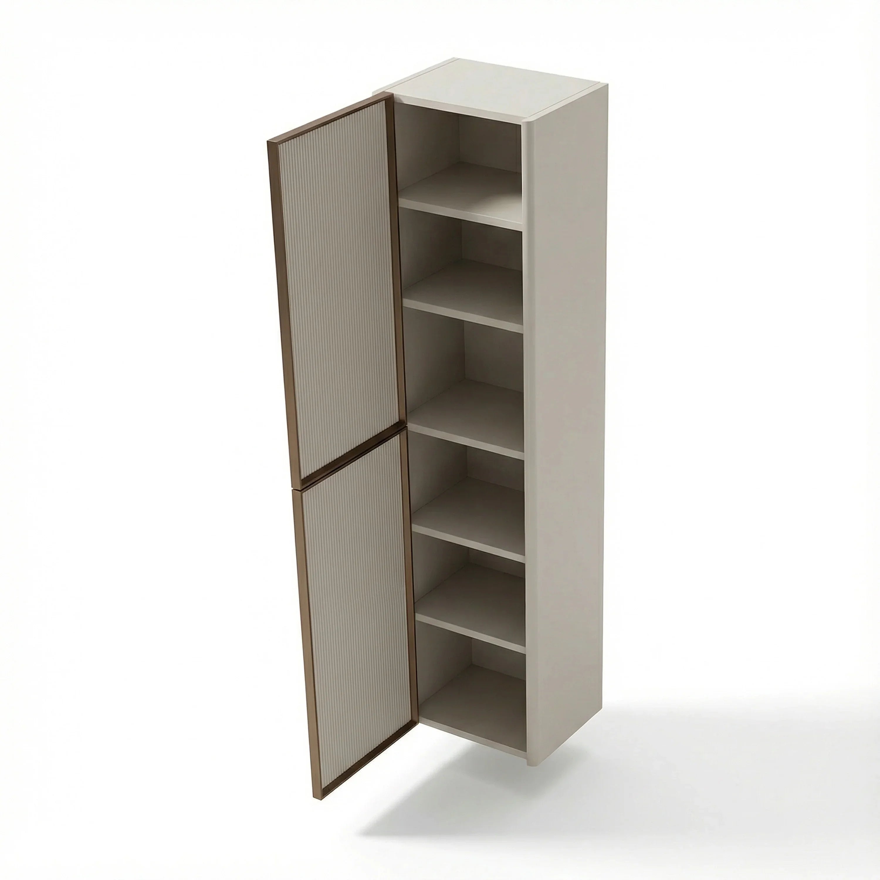 Meuble de rangement mural Kari Latte à 2 portes avec étagères - Rangement de salle de bain