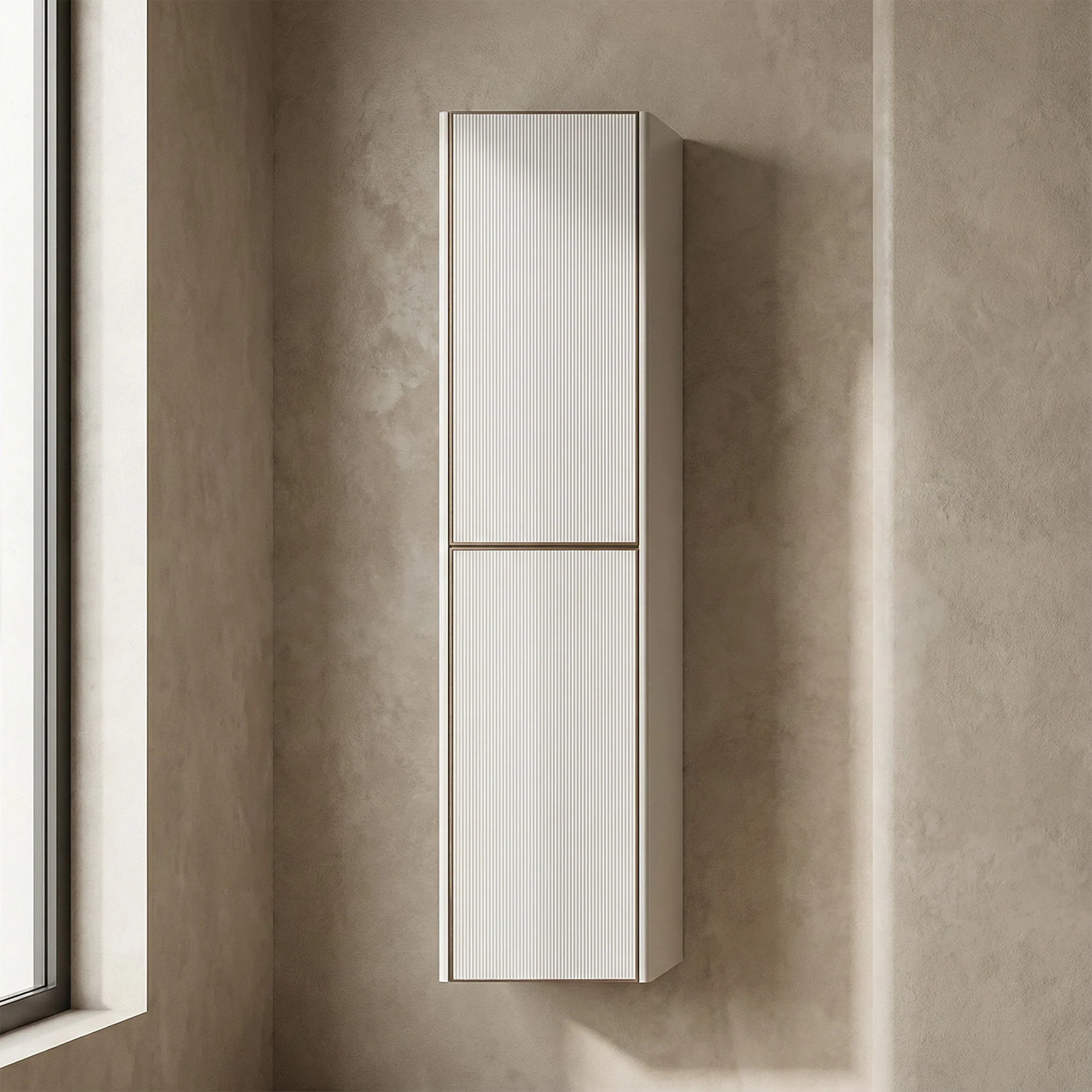 Meuble de rangement mural Kari Latte à 2 portes avec étagères - Rangement de salle de bain