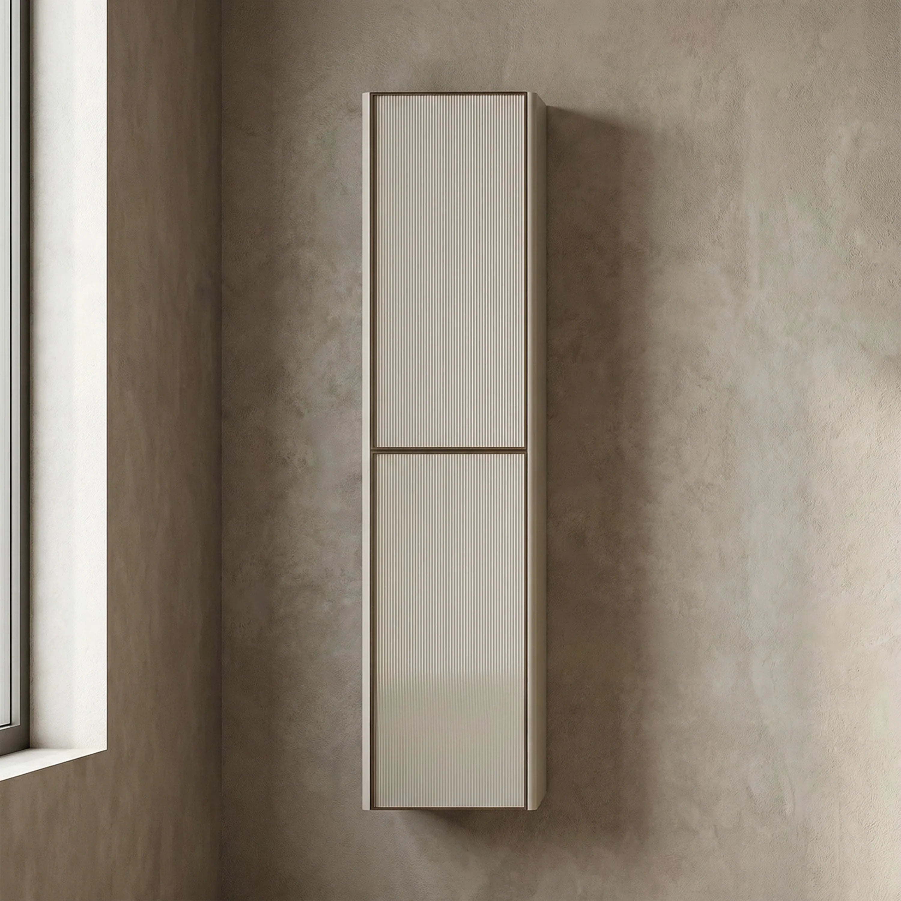 Meuble de rangement mural Kari Latte à 2 portes avec étagères - Rangement de salle de bain