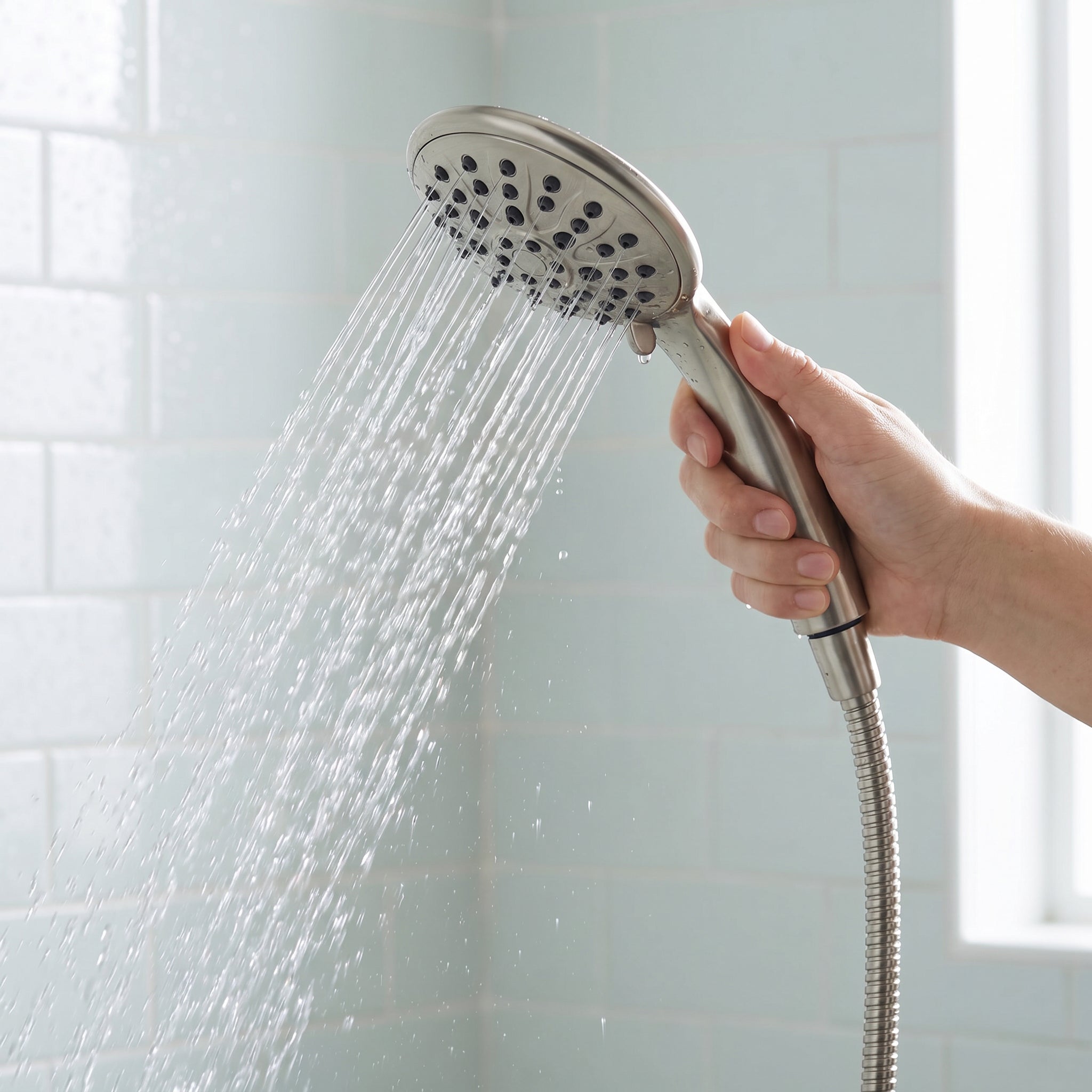 Lido Brushed Nickel 3-Function Bathroom Shower Set with Thermostatic Mixer
