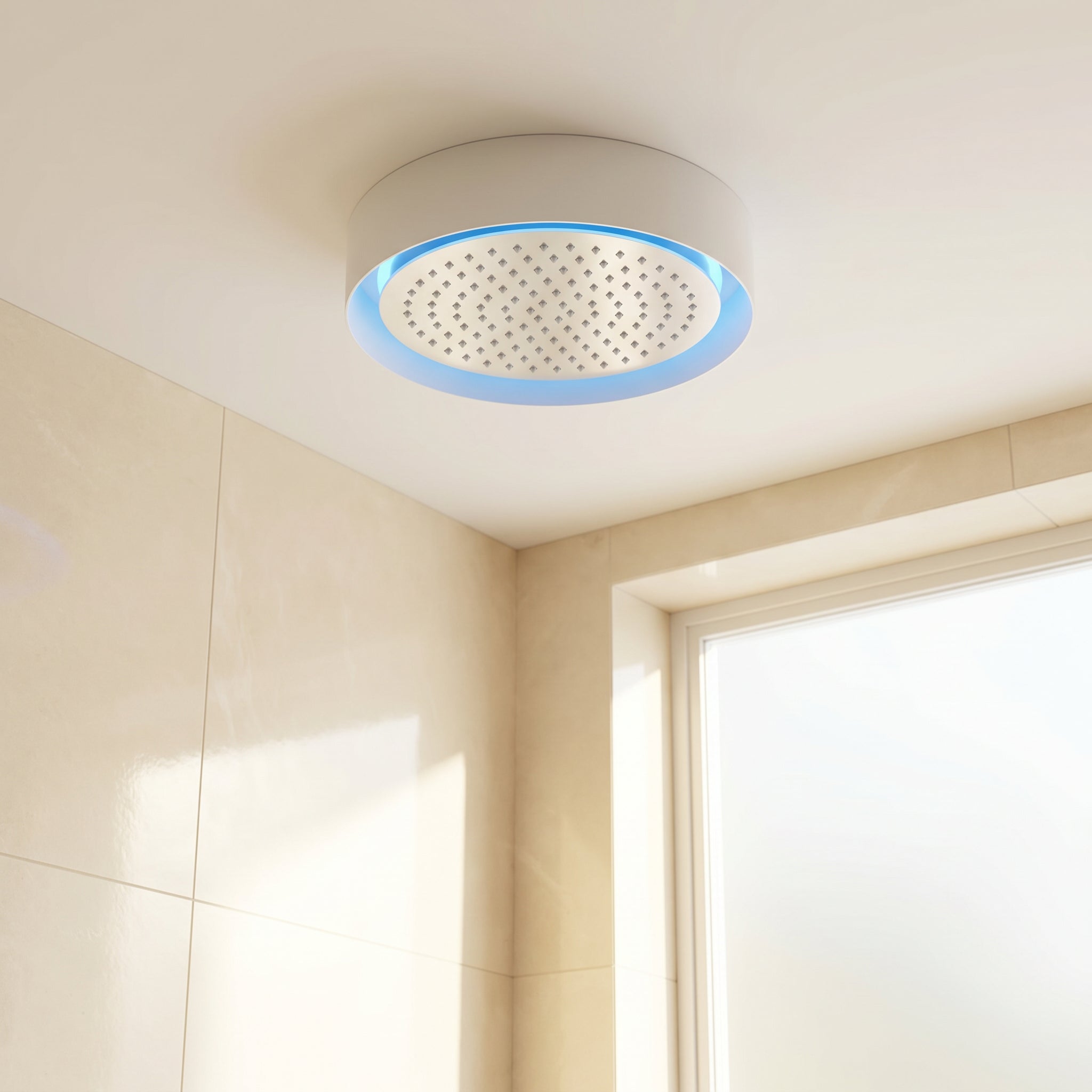 Showerhead White and Chrome with LED - Round