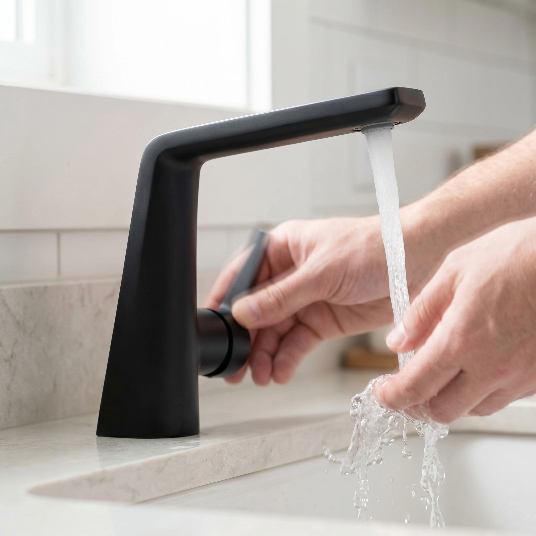Robinet de Lavabo de Salle de Bains à 1 Poignée Liverpool en Noir Mat