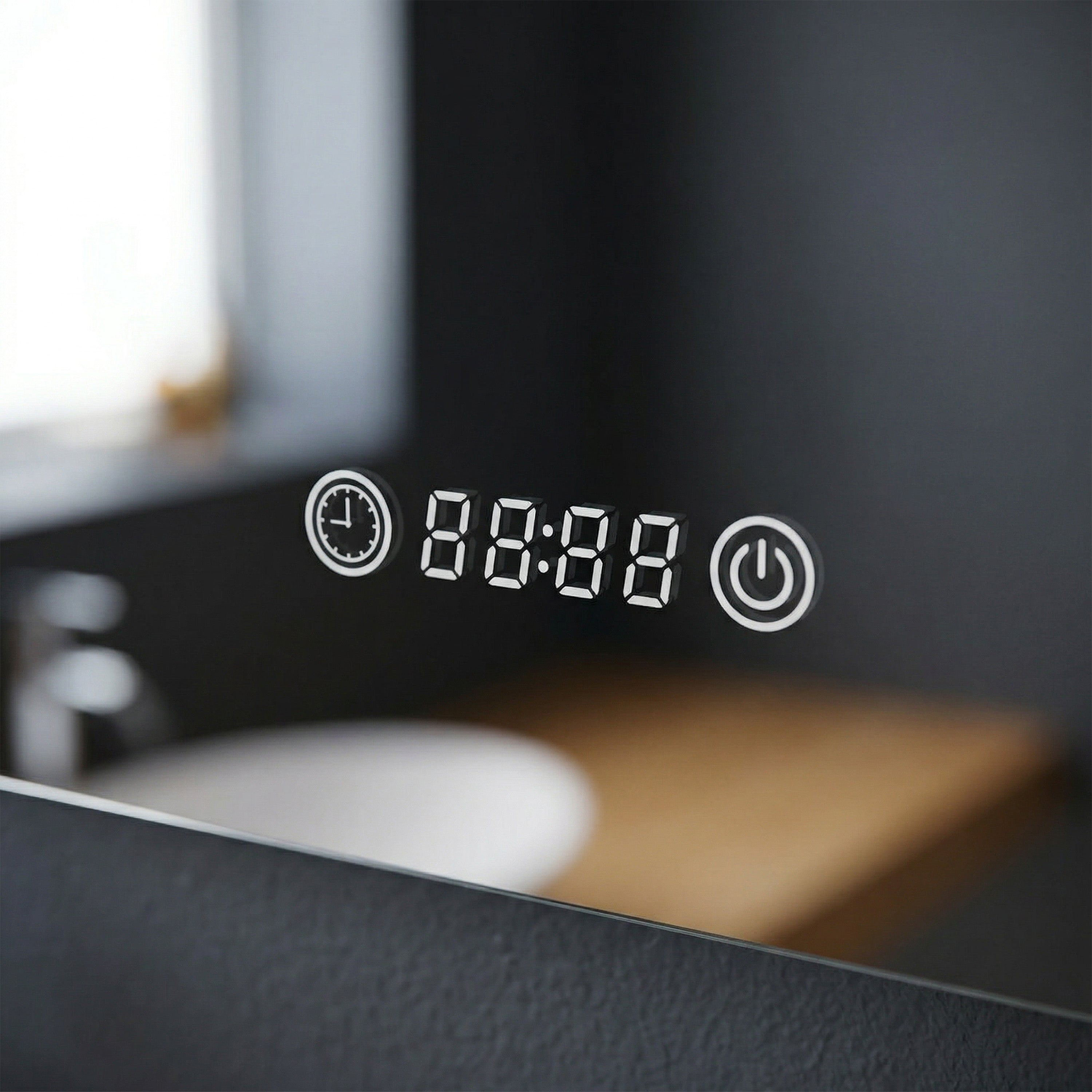 20" LED Bathroom Mirror with Brightness Dimmer, Time & Temperature Display