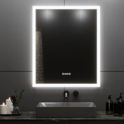 30" Chrono LED Mirror - Frosted Edge with Time, Temperature and de-fogging - Golden Elite Deco