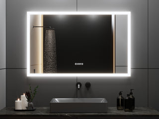 Miroir LED Chrono 48" - Bord givré avec durée, température et désembuage