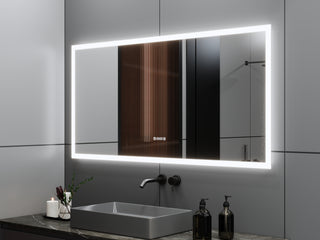 60" Chrono LED Mirror - Frosted Edge with Time, Temperature and De-fogging